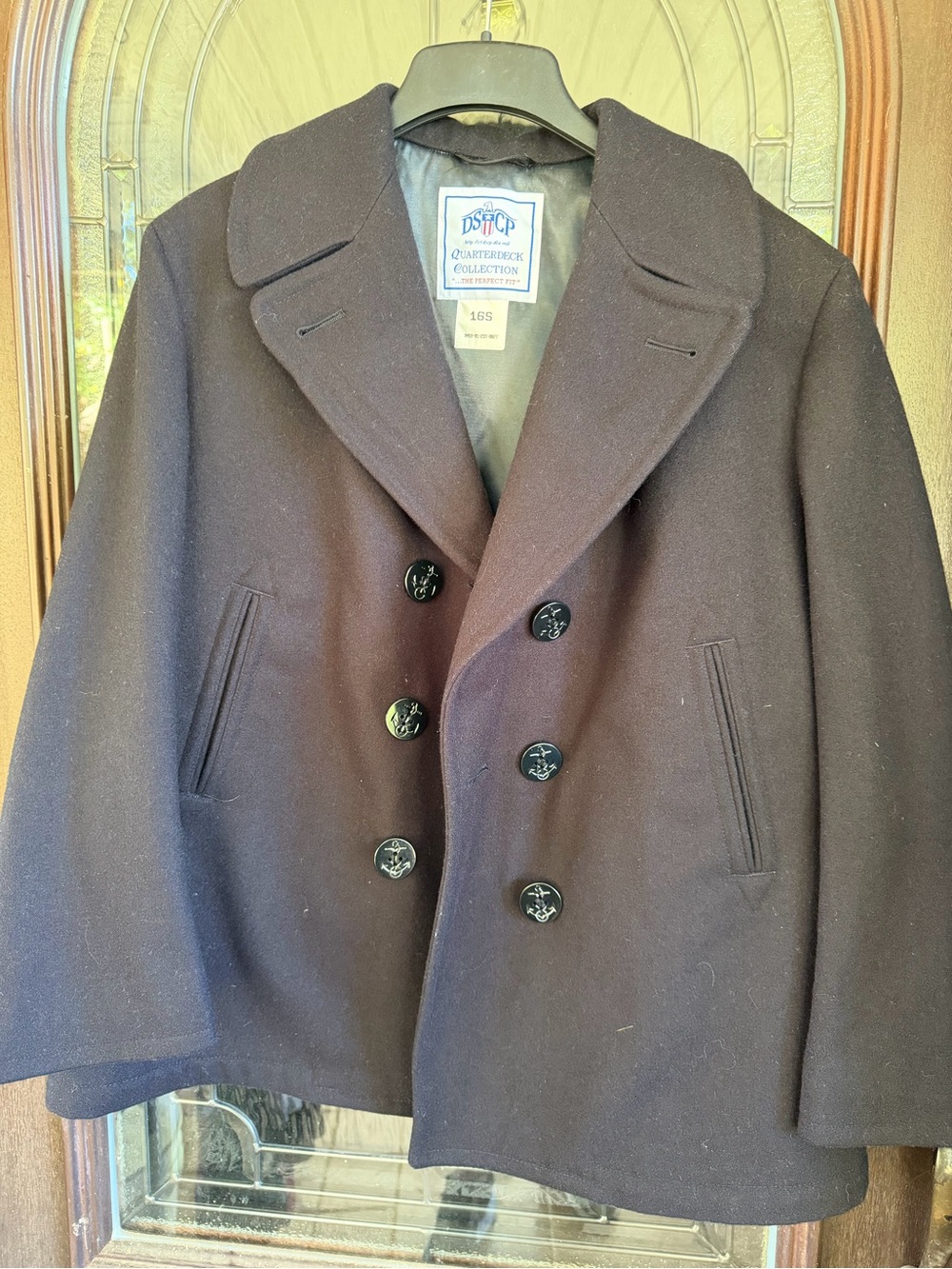 Women's Double-Breasted Peacoat in Dark Navy